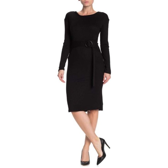 Velvet Torch Dresses & Skirts - NWOT VELVET TORCH / BLACK BELTED MIDI DRESS